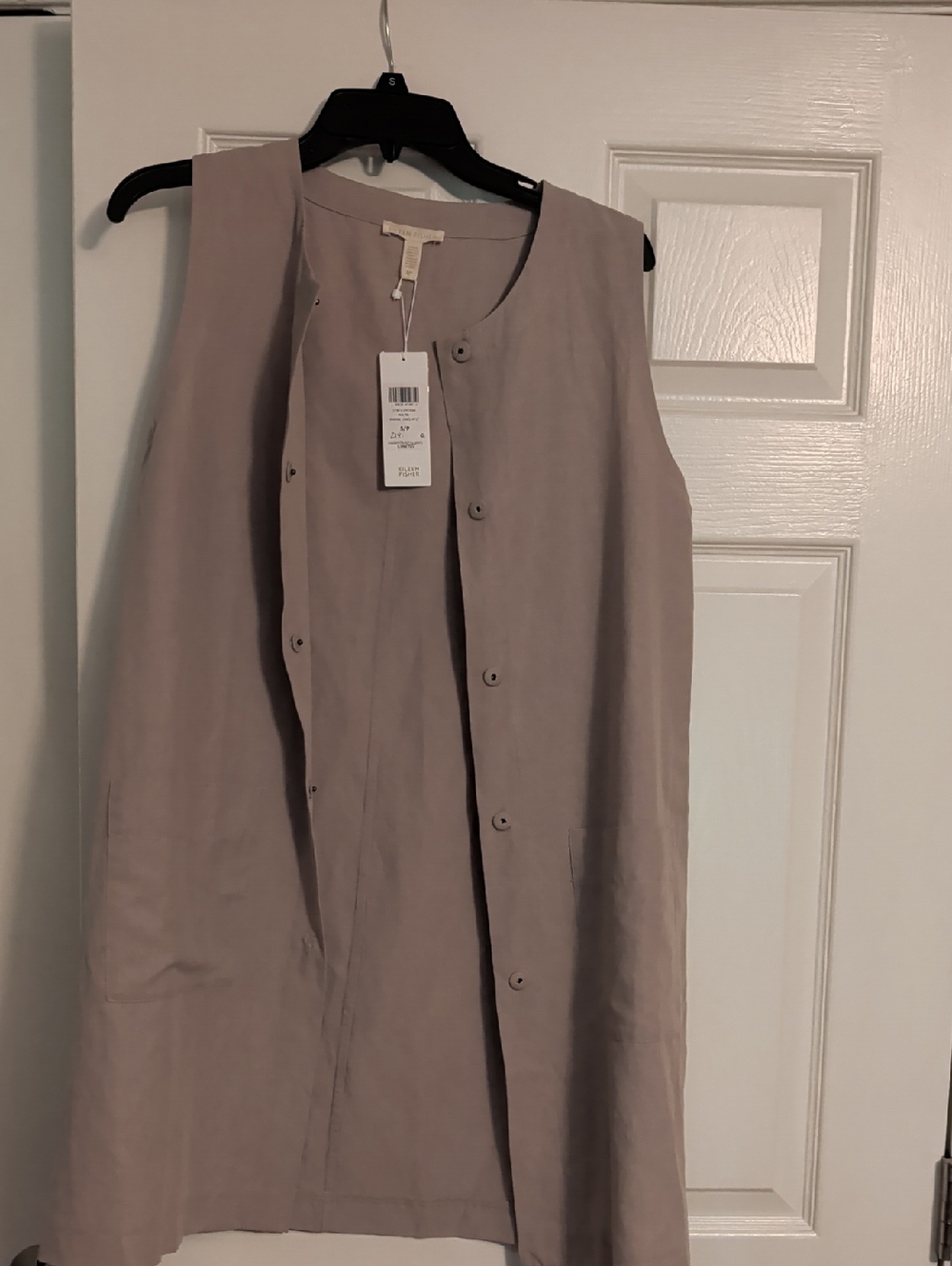 NWT Eileen Fisher Neutral Taupe Button-Front Tunic Vest